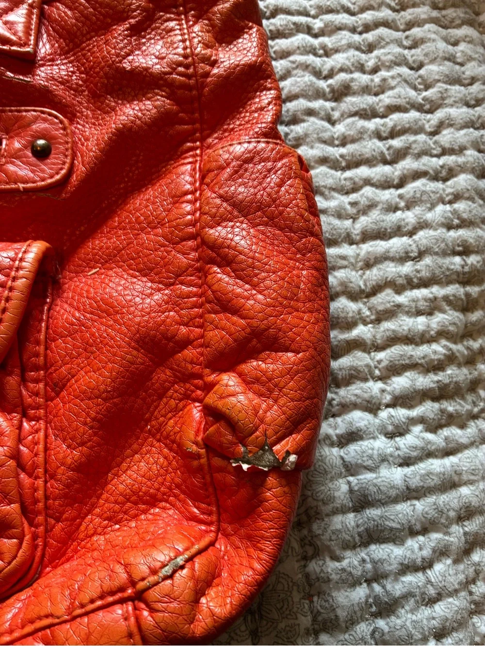 Women's Orange Leather Tote Bag